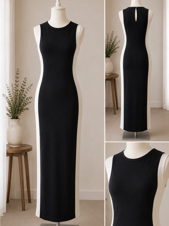 Zara Dresses & Skirts - Zara Black and Cream Sleeveless Colorblock Maxi Dress